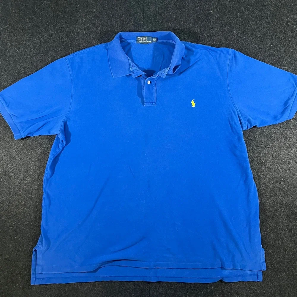Polo Ralph Lauren Shirt Mens 3XLT Blue Short Sleeve Pony Logo Pique Polo Classic